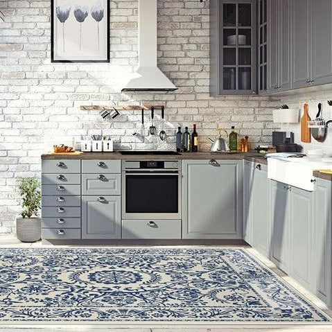 Blue Traditional Floral Rugs Runners for Living Room Bedroom Hall Office Machine Washable - Image 6